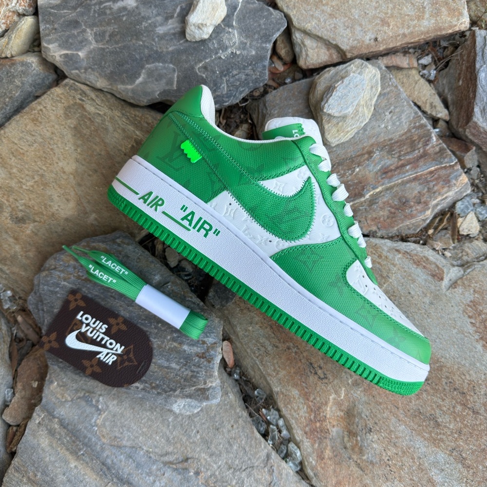 Louis Vuitton x Nike Air Force 1 Green (No Box) - Picture 8 of 9